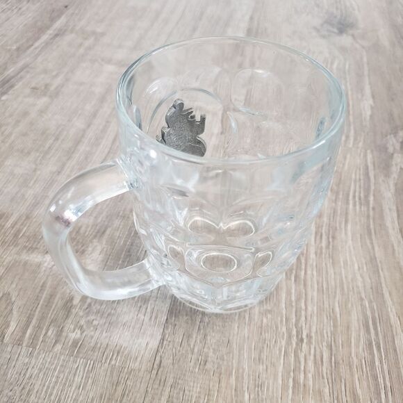 U.S.N. US Navy Pewter Logo on Clear Glass Beer Stein Mug Military Luminarc USA - Picture 3 of 6